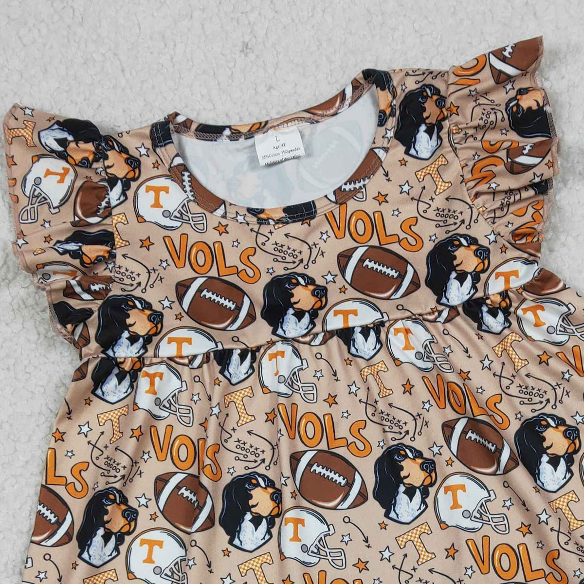 RTS NO MOQ GSD3703 Baby Girls Knee-Length Dress Football Team