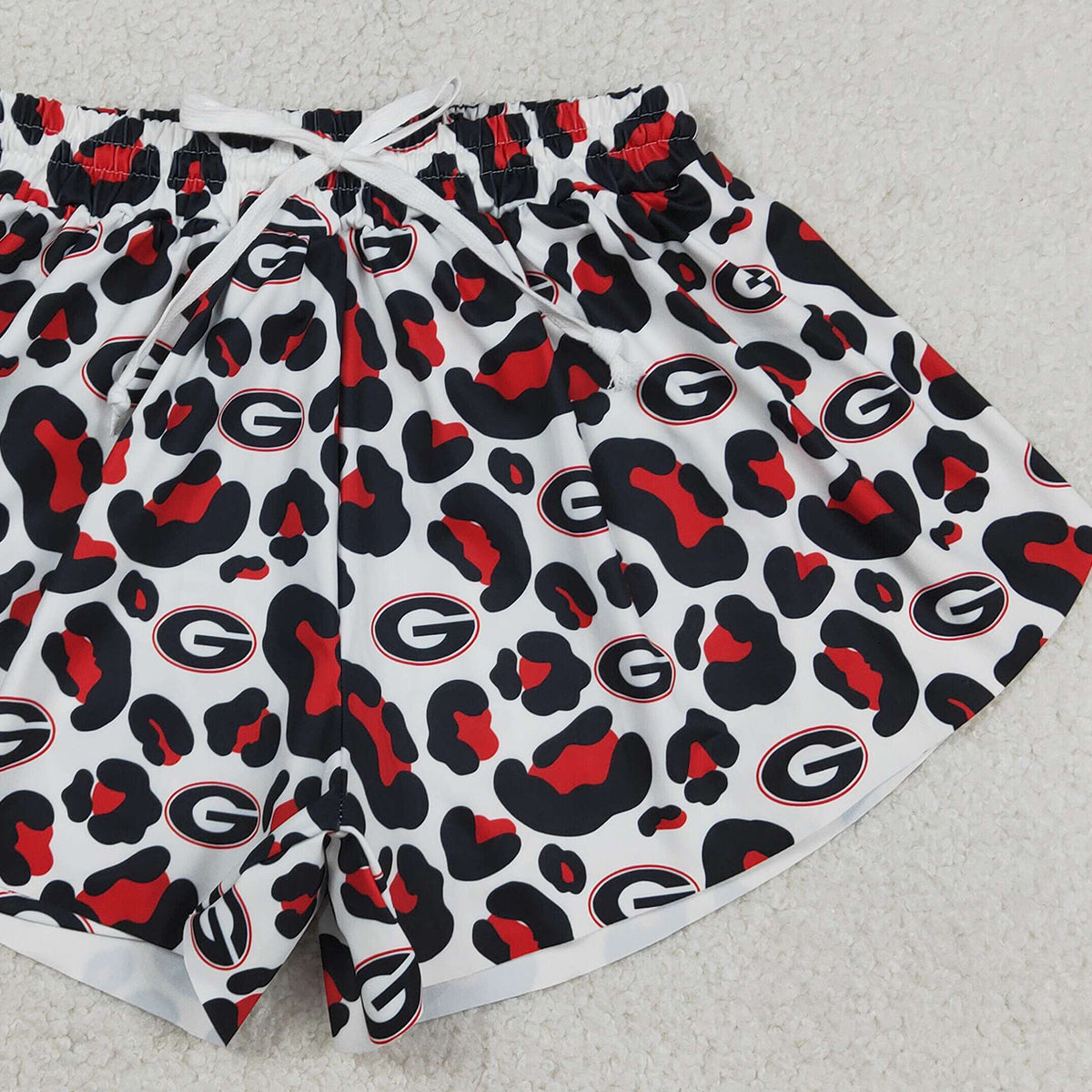 RTS NO MOQ SS0804 Adult Women's Black Red Leopard Print Team Yoga Active Ruffle Shorts Bottoms