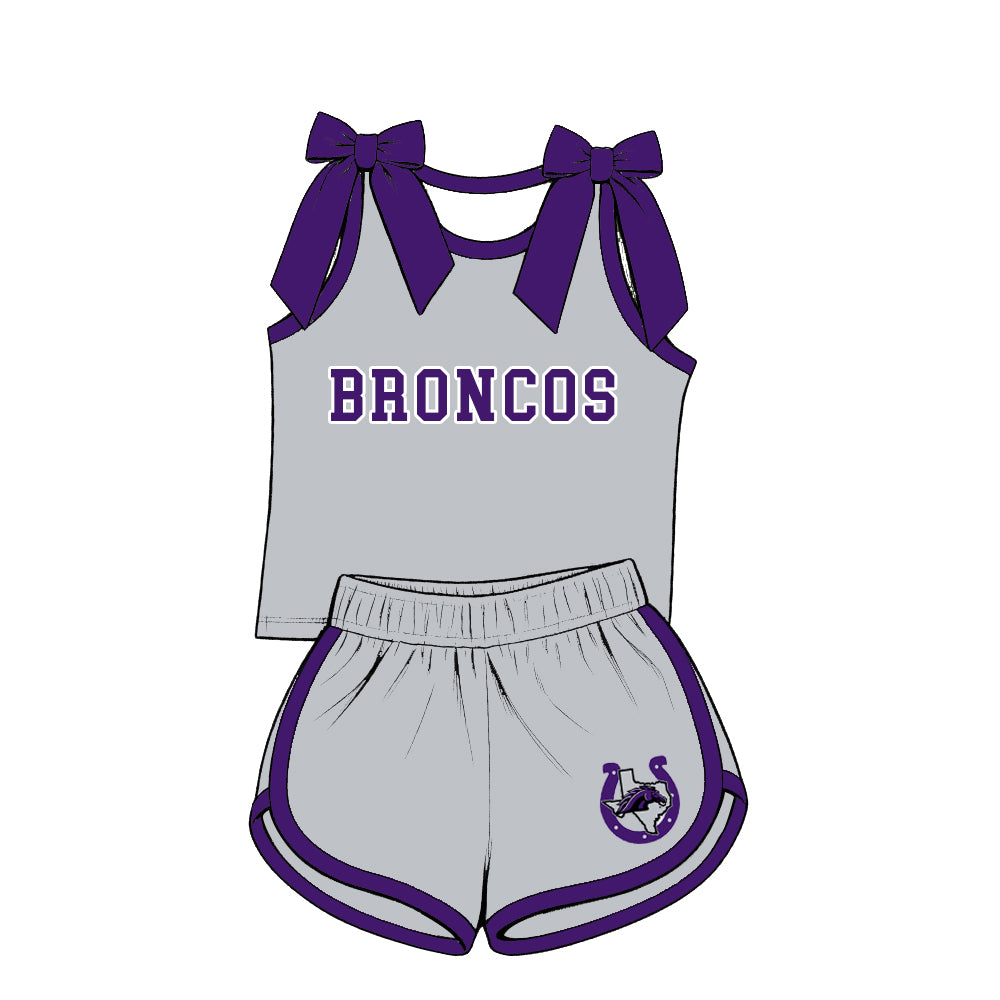 custom moq 5 mix size  XY072102 Baby Girls Bow Sleeveless Letter Printed  Top Shorts Summer Team Clothes Set