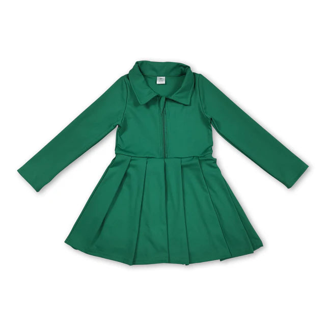 RTS NO MOQ Sibling Baby Girls Long Sleeves Zipper Yoga Knee Length Dresses