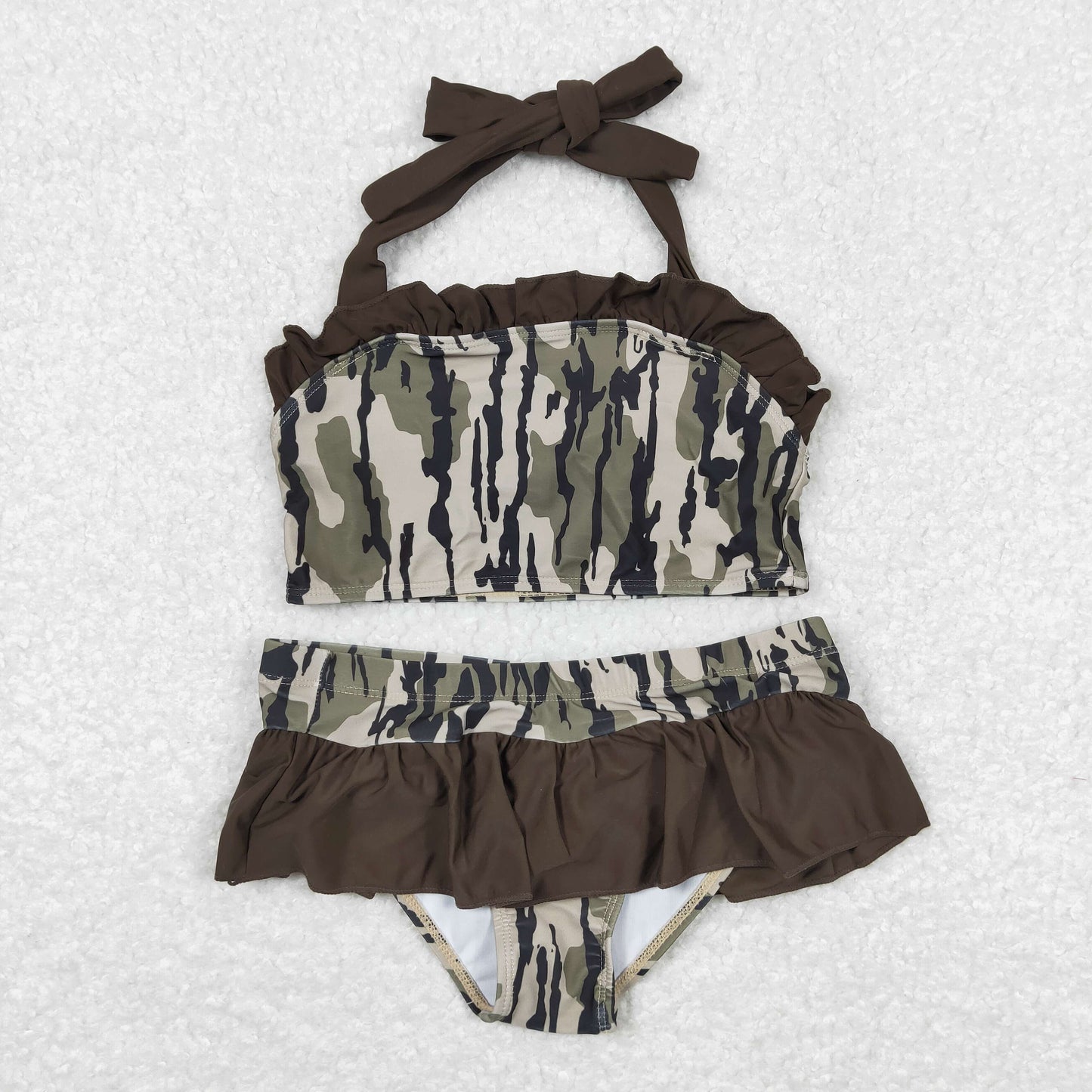 RTS NO MOQ baby girl clothes Camouflage Short Skirt Set & Swimsuit