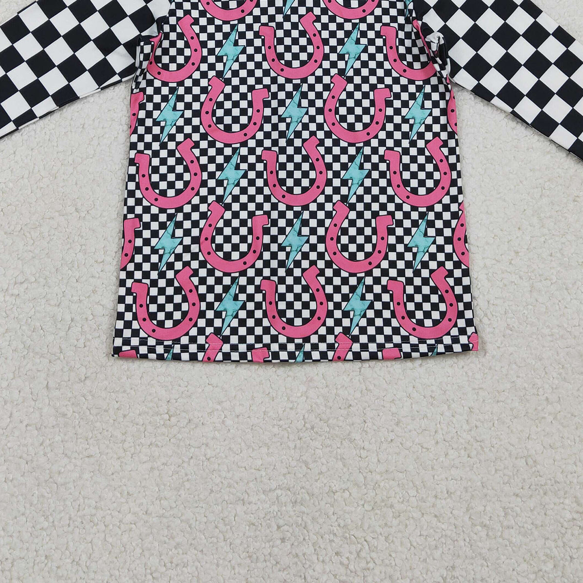 RTS NO MOQ GT1509 Baby Girls Western Button Shirts Top with Lightnings Black  Baby Outfit