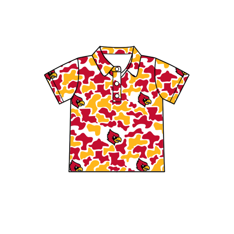 custom moq 5 mix size XY062602 Baby Boys Camo Short Sleeve Button Down Crew Collar Polo Shirt
