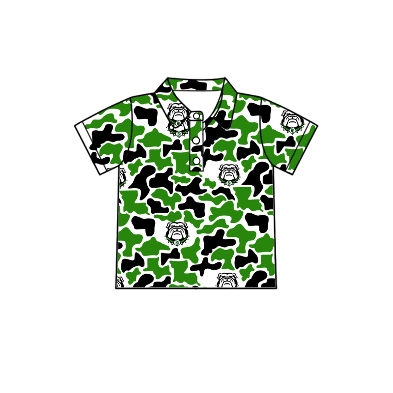 custom moq 5 mix size XY062702 Baby Boys Camouflage Print Short Sleeve Button Down Collared Polo Shirt Top