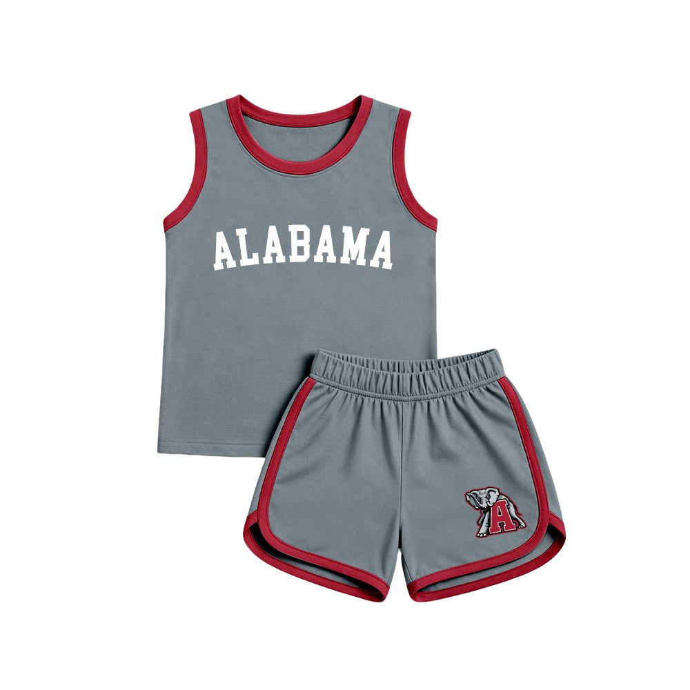custom moq 5 mix size XY071602 Baby Kids Letter Printed Sleeveless Tank Top Elastic Waist Shorts Team Outfit