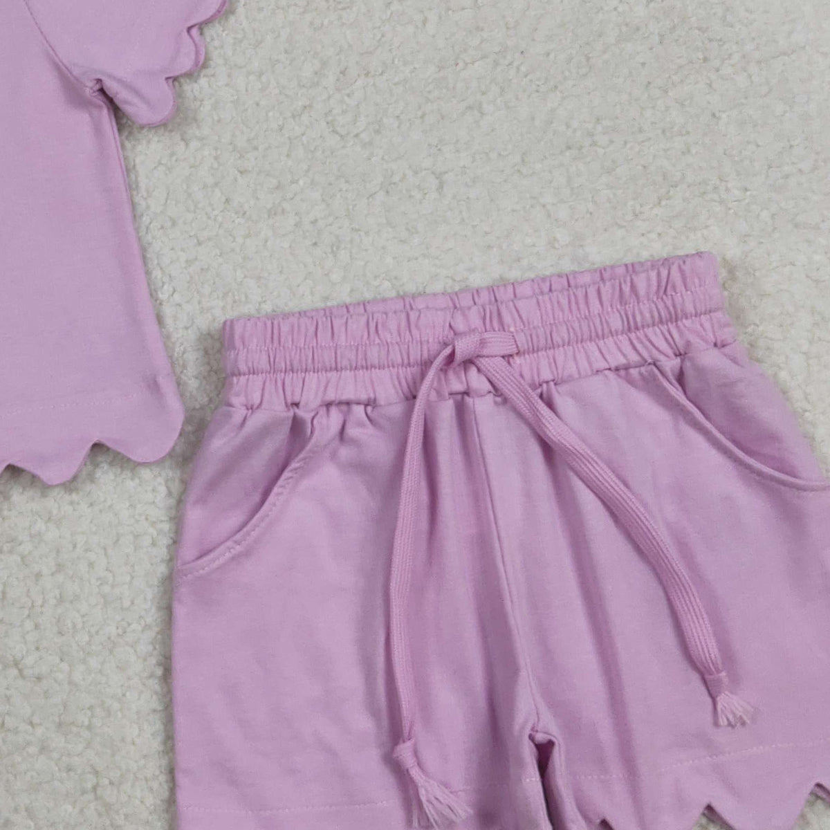 RTS NO MOQ GSSO3173 Lavender Baby Girls Short Sleeve Shirt Top with Shorts Cute Outfit Set