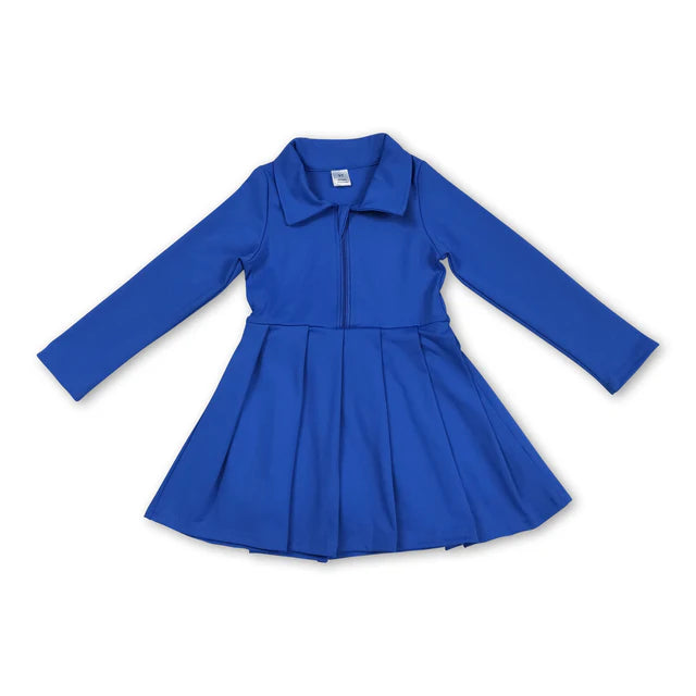 RTS NO MOQ Sibling Baby Girls Long Sleeves Zipper Yoga Knee Length Dresses