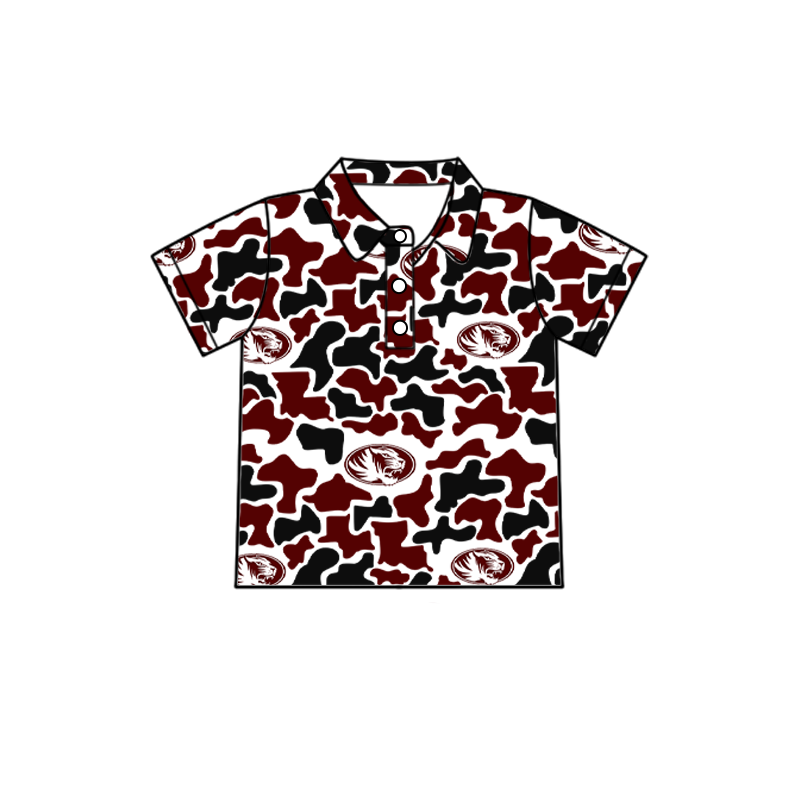 custom moq 5 mix size XY062602 Baby Boys Camo Short Sleeve Button Down Crew Collar Polo Shirt