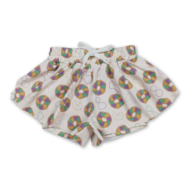 RTS NO MOQ Sibling Baby Girls Yoga Active Team Ruffle Shorts Bottom