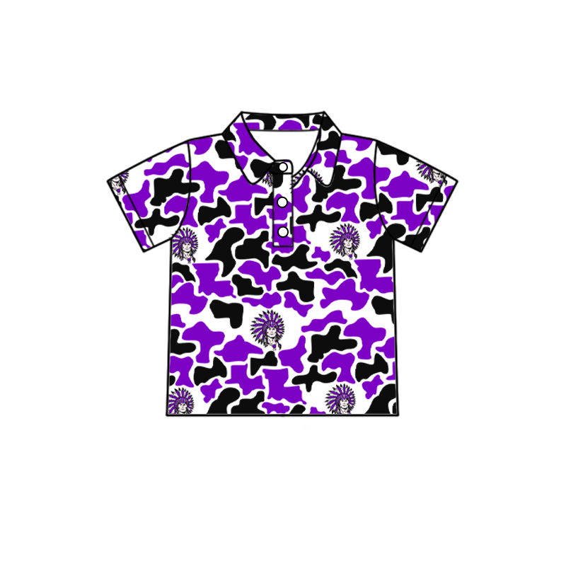 custom moq 5 mix size XY062602 Baby Boys Camo Short Sleeve Button Down Crew Collar Polo Shirt