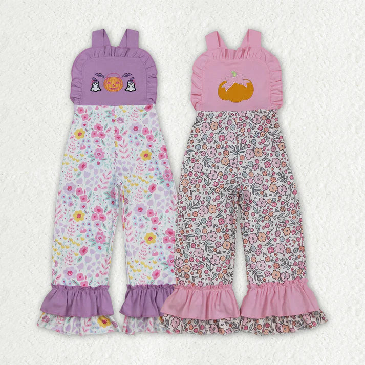 RTS Sibling baby girl clothes Halloween embroidery suspender jumpsuits