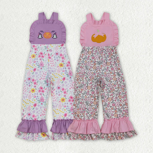 RTS Sibling baby girl clothes Halloween embroidery suspender jumpsuits