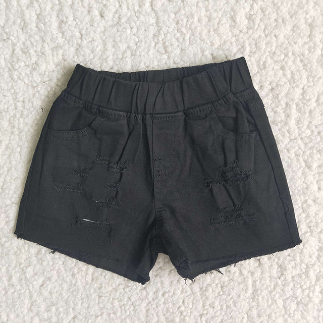 RTS NO MOQ Sibling Baby Girls pink elastic denim shorts