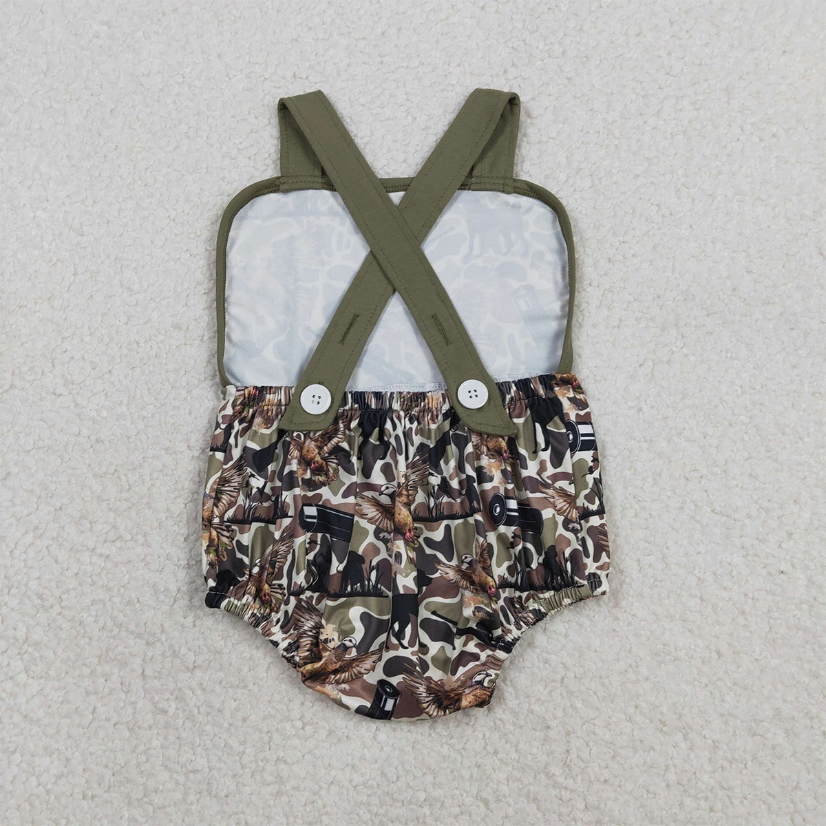 RTS NO MOQ SR3926 Baby Boys Camouflage Hunting Rompers with Strap Southern Dog Ducks Design Baby Boys Outfit Baby Clothing