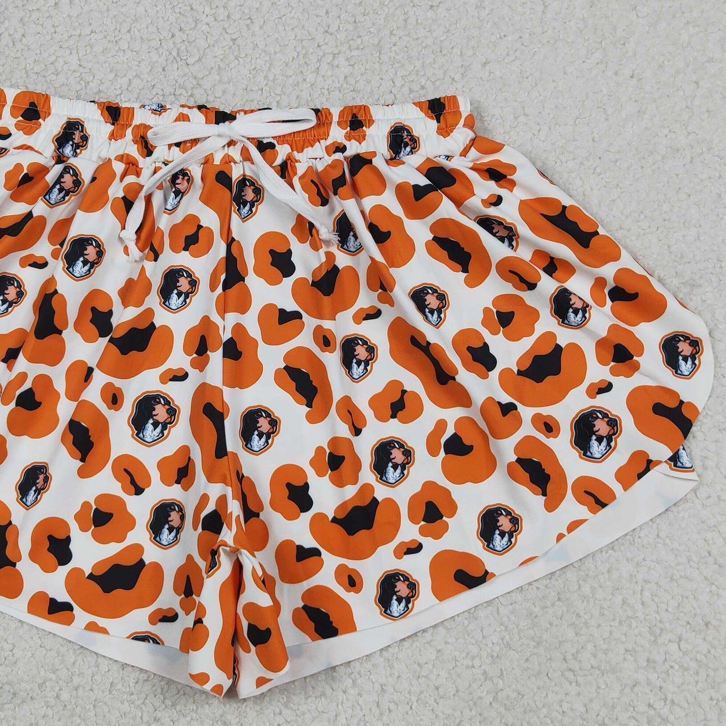 RTS NO MOQ yoga fabric SS0806 Adult Women Orange Leopard Butterfly Yoga Shorts