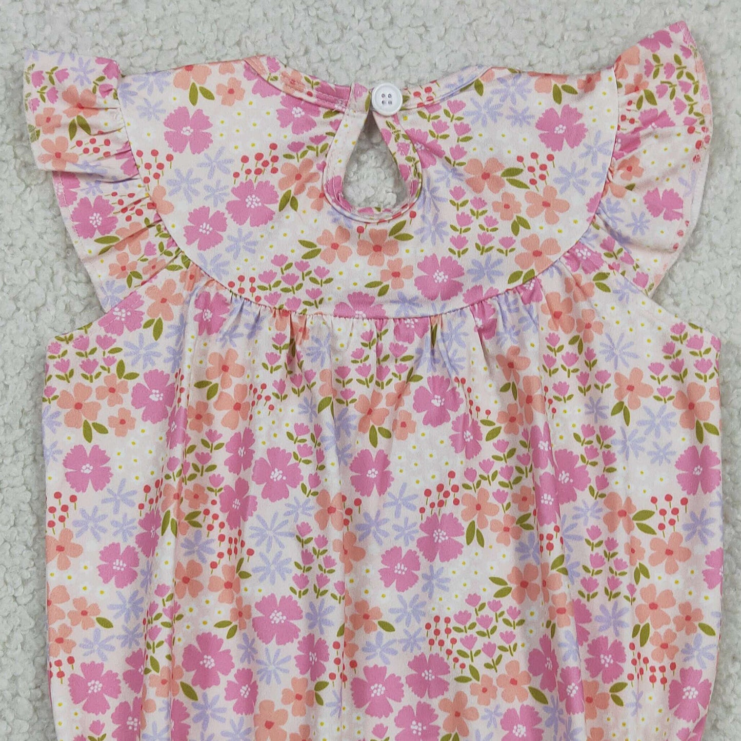 RTS NO MOQ milk silk SR4142 Baby Girls Cute Smocked I Love Dad Colorful Flowers Ruffle Rompers