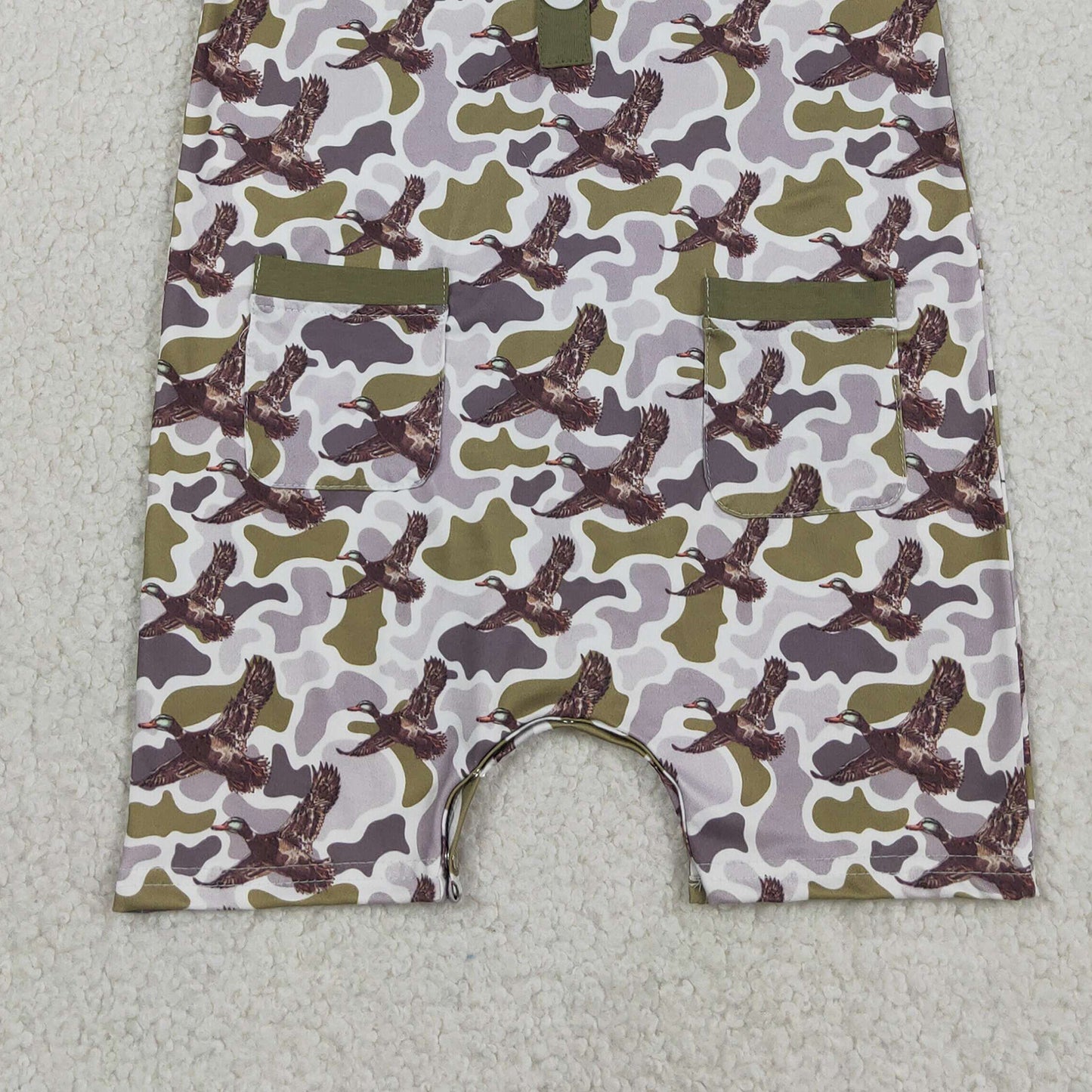 RTS NO MOQ milk silk SR3946 Baby Boys Southern Camo Ducks Pocket Rompers