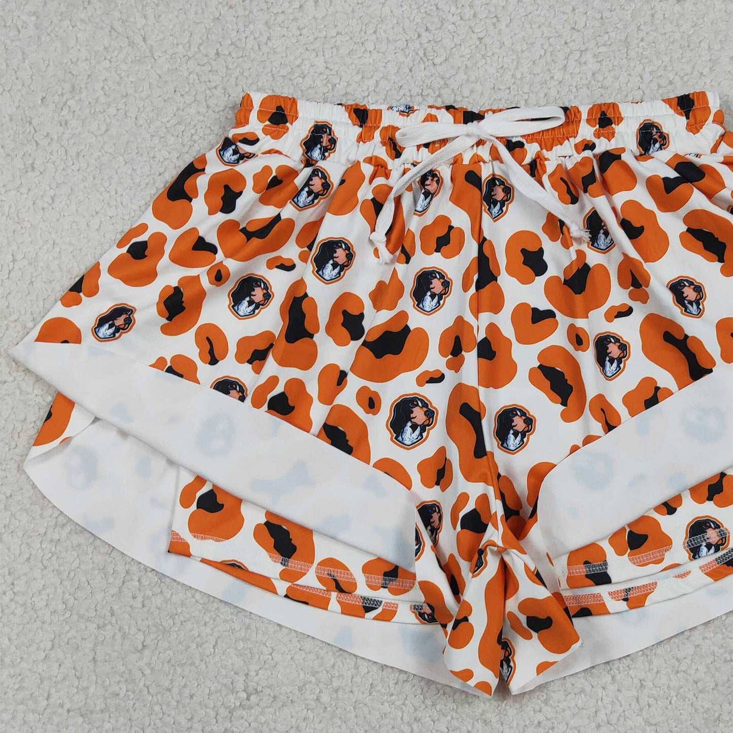 RTS NO MOQ yoga fabric SS0806 Adult Women Orange Leopard Butterfly Yoga Shorts
