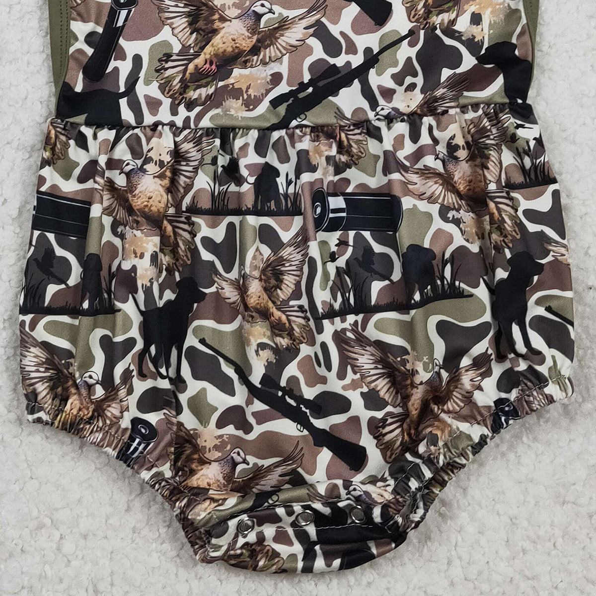 RTS NO MOQ SR3926 Baby Boys Camouflage Hunting Rompers with Strap Southern Dog Ducks Design Baby Boys Outfit Baby Clothing