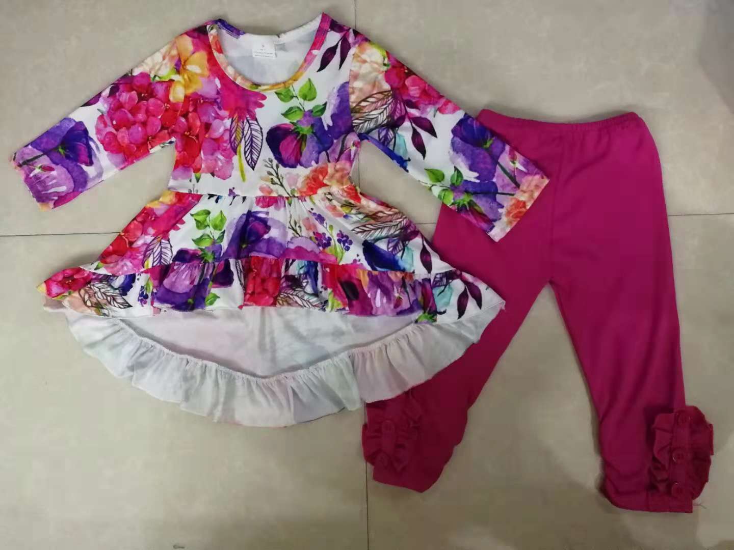 custom moq 5 flowers tunic and long pants outfits