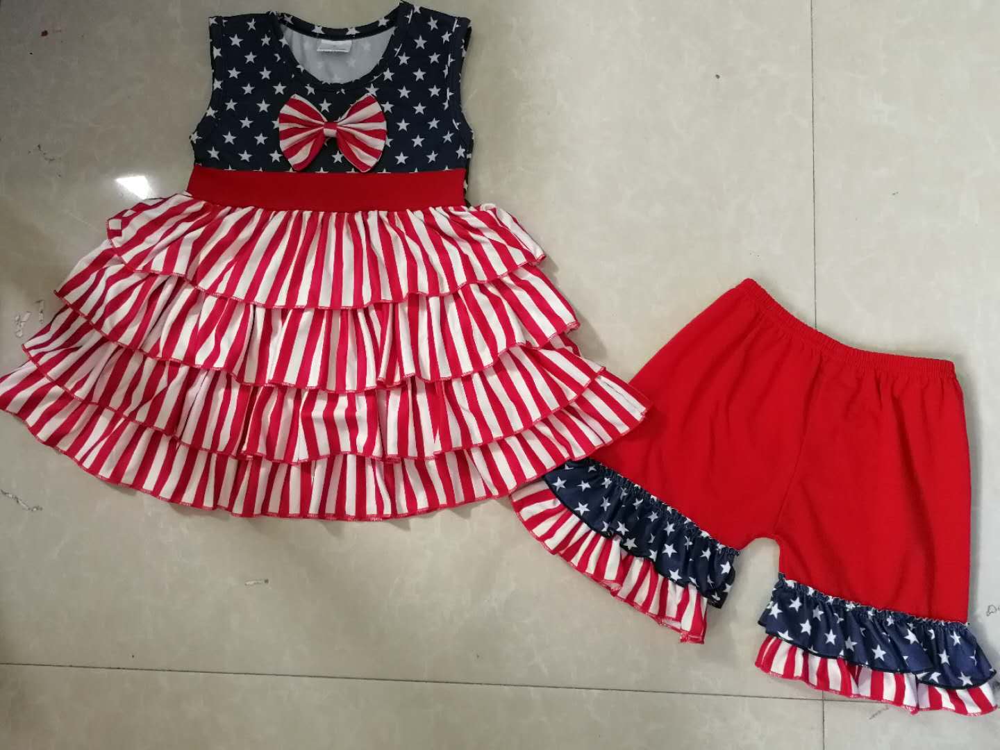 4th of July pleated striped floral headband cover