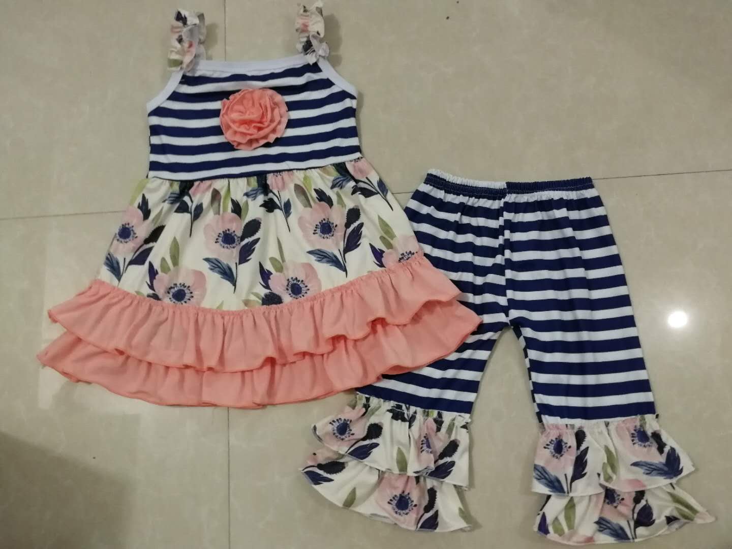 Striped floral girl suit