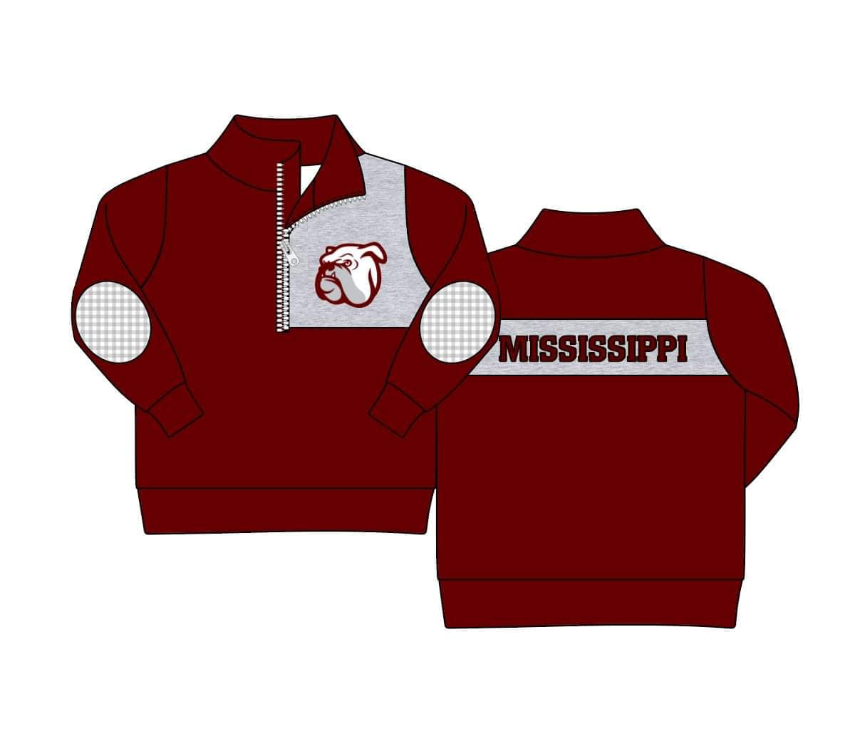 Girls red long sleeve Mississippi top moq 5