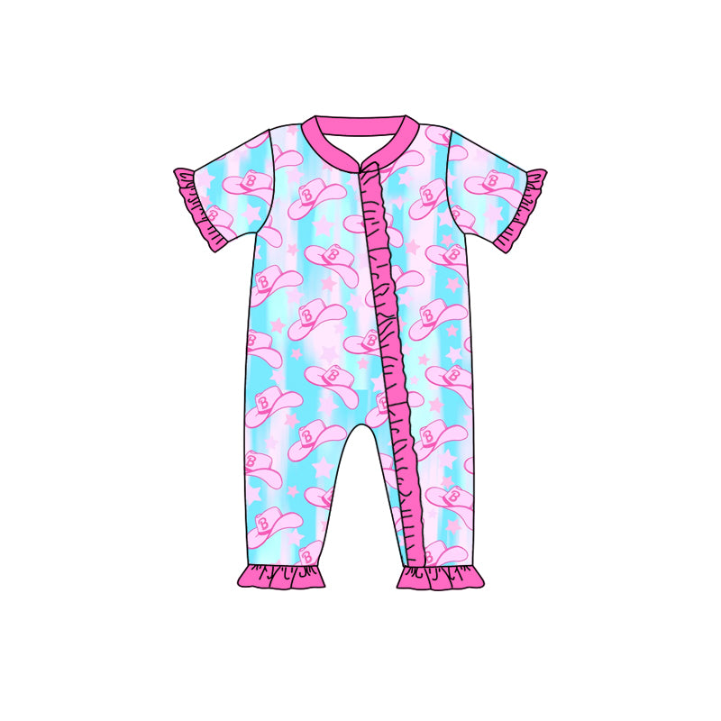 custom Girls summer romper hat print moq 5