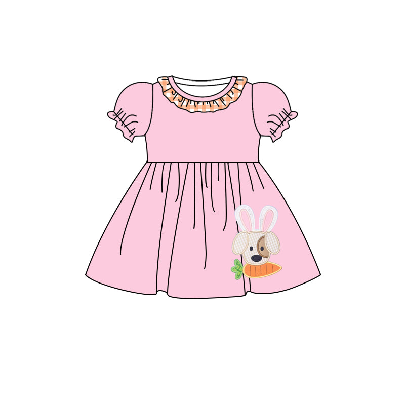 custom Girls short sleeve dress rabbit print moq 5