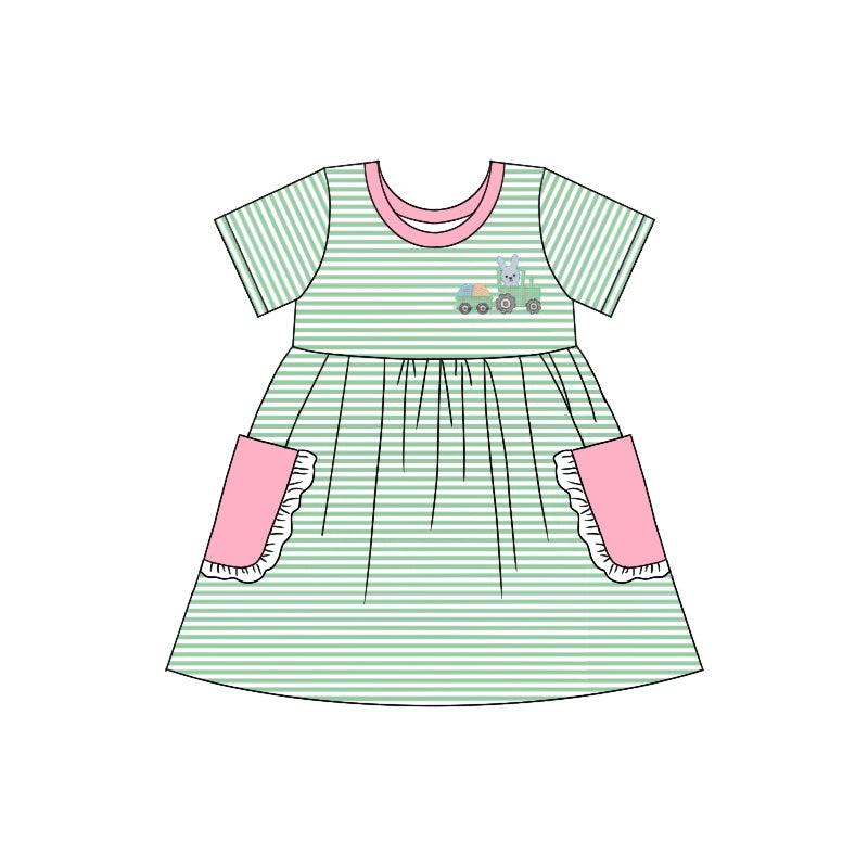 custom Girls short sleeve dress rabbit print moq 5