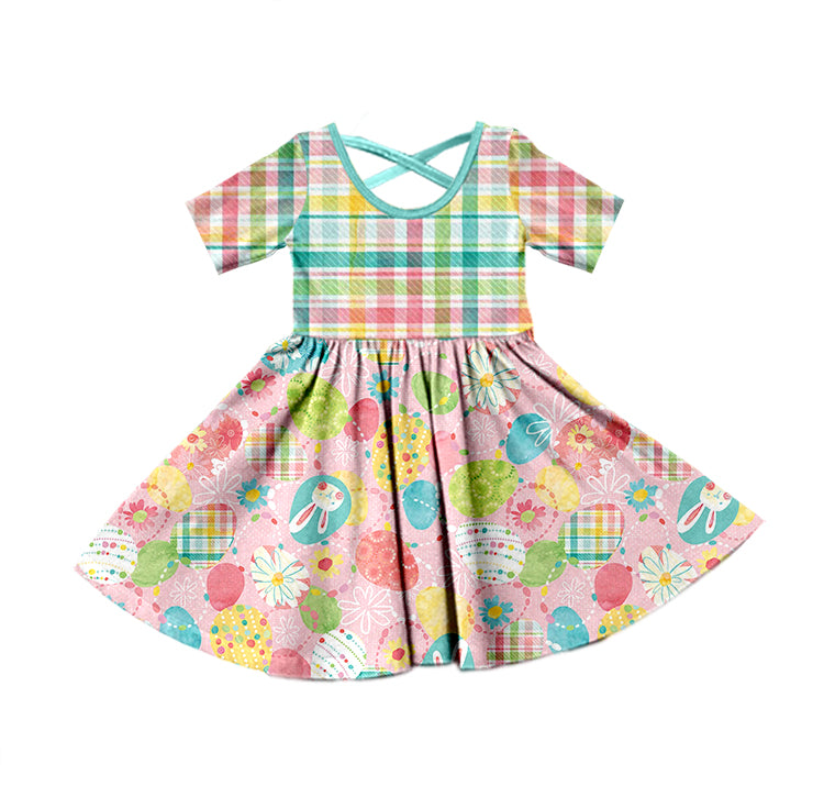 custom girls short sleeve dress egg print moq 5