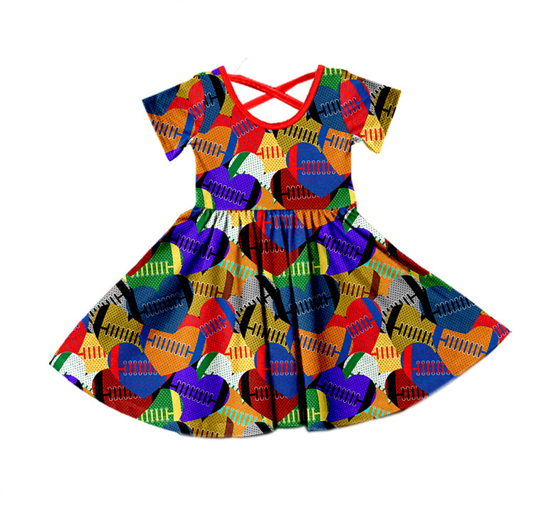 custom moq 3 mix size Love stitching girls dresses red color polka dot childrens clothing Valentine's Day