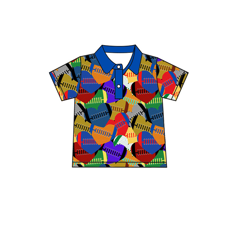 custom moq 3 mix size Love stitching summer t-shirt blue color polka dot childrens clothing Valentine's Day