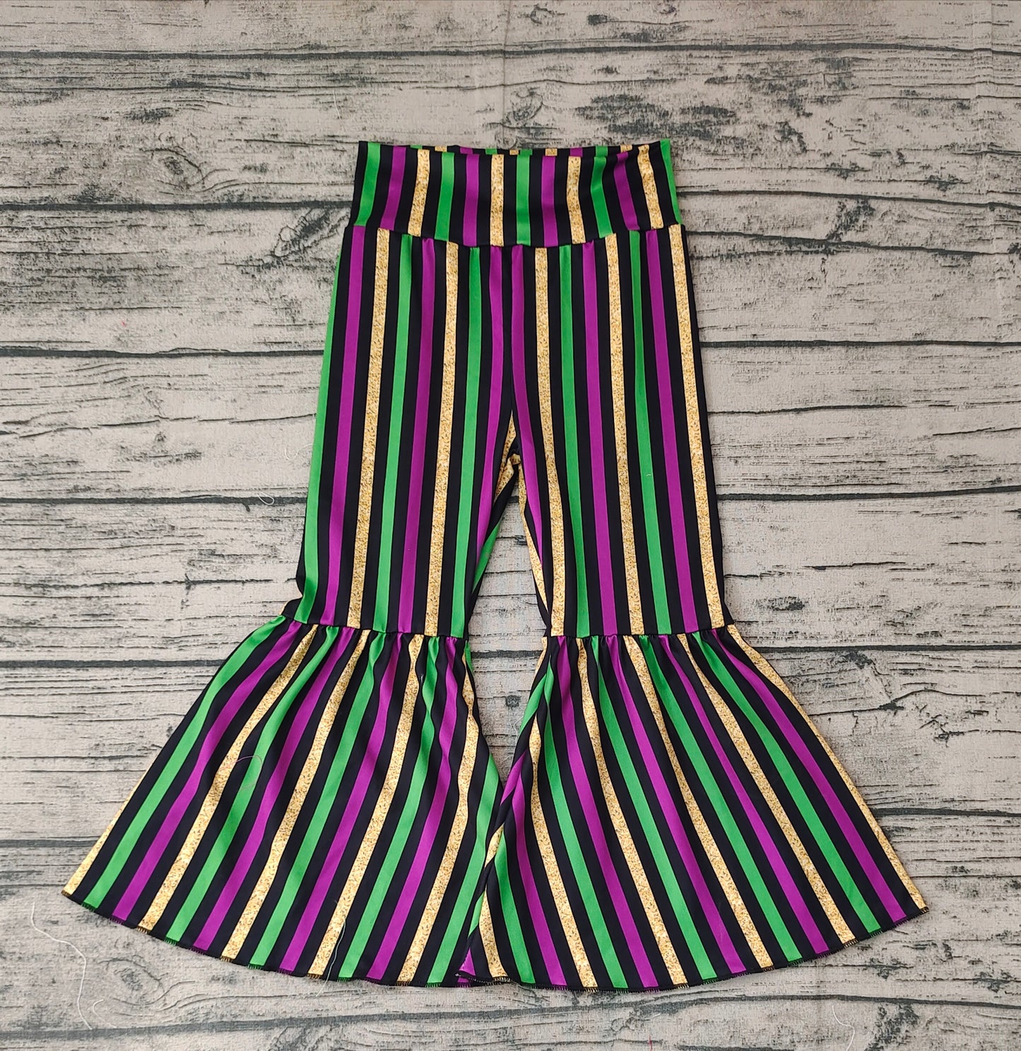 P0405 Purple green black gold striped trousers