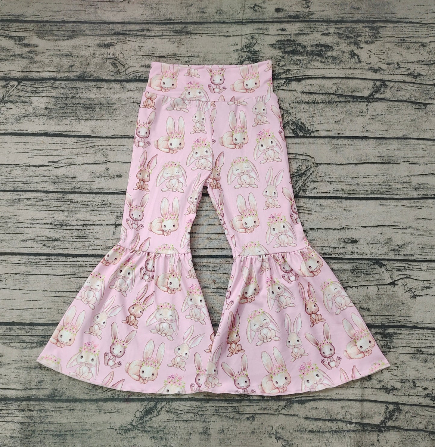 P0387 Flower bunny fur ball tail pink trousers