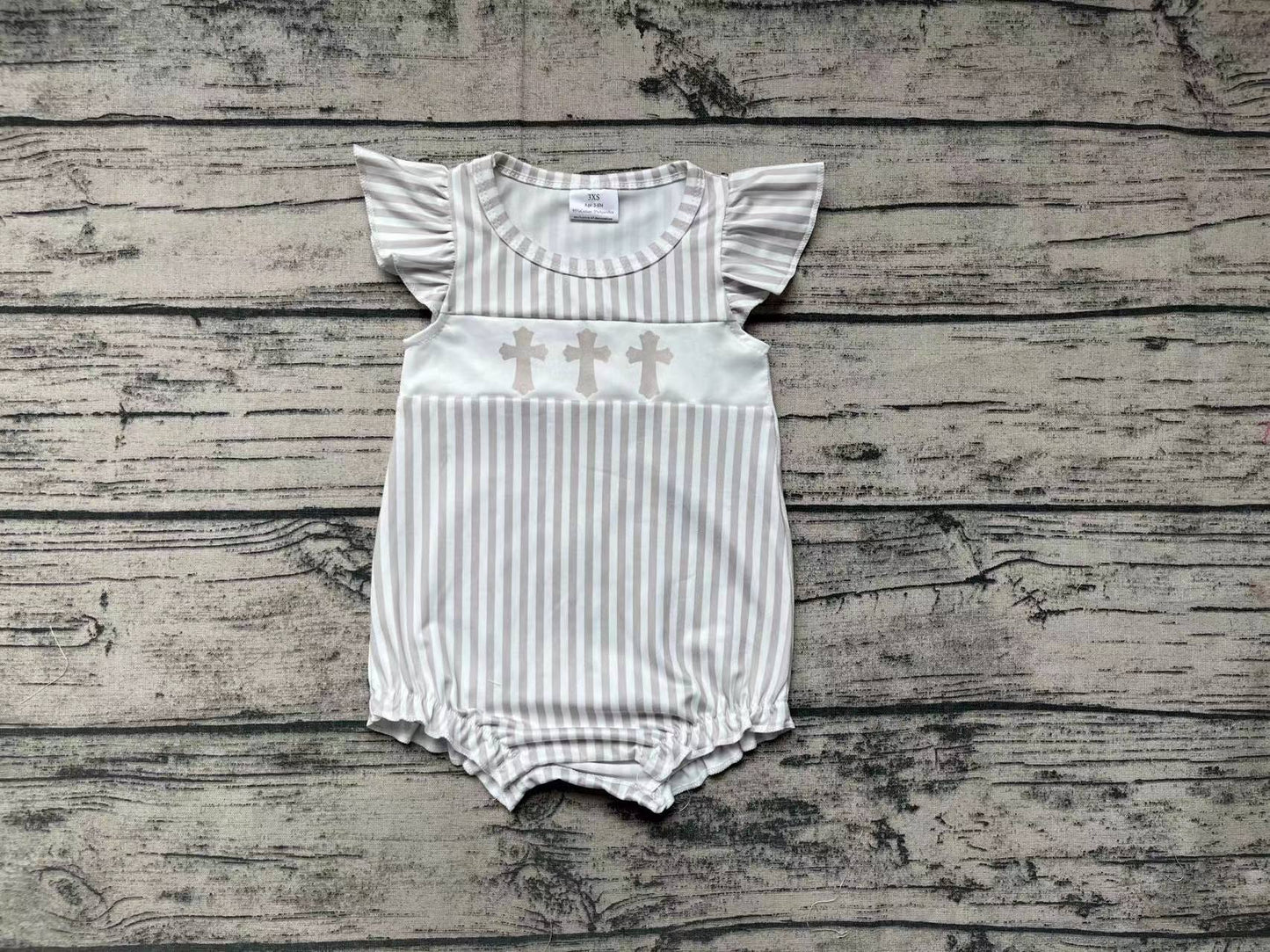 SR0617 Cross brown and white striped vest jumpsuit