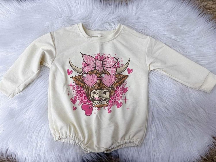 LR0905 Love Glasses Alpine Bull Beige Long Sleeve Jumpsuit