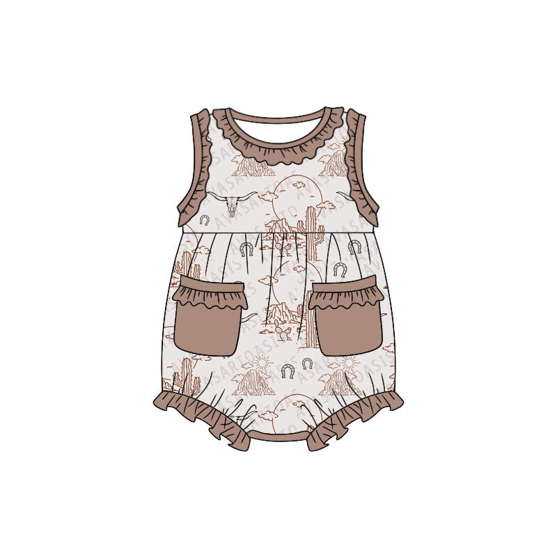 Girls catcus sleeveless with pocket romper