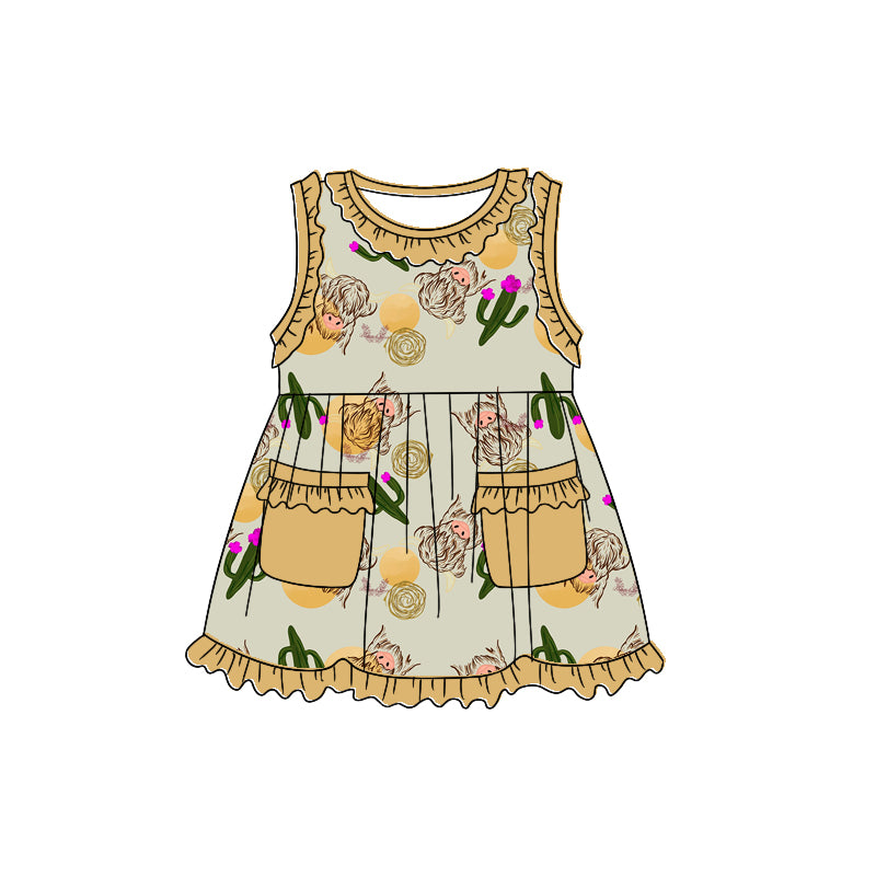 Girls catcus sleeveless with pocket dress