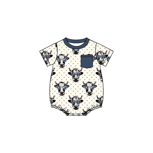 Boys navy blue short sleeve romper