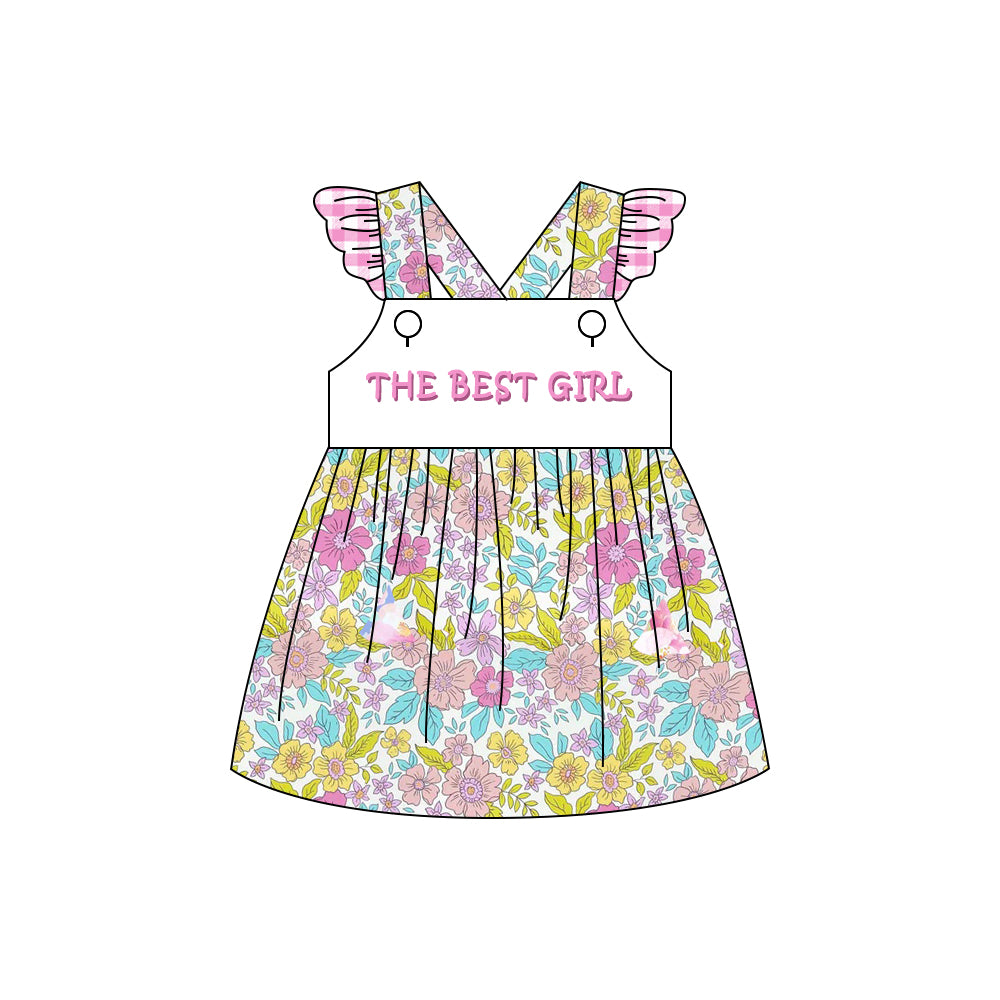 Girls THE BEST GIRL flying sleeve dress