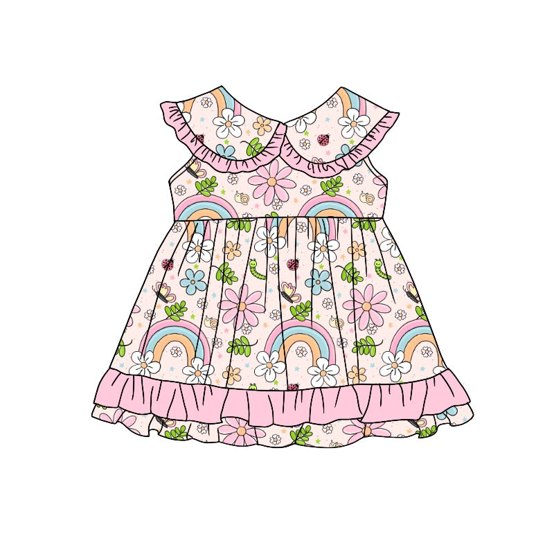 Girls rainbow flower sleeveless dress
