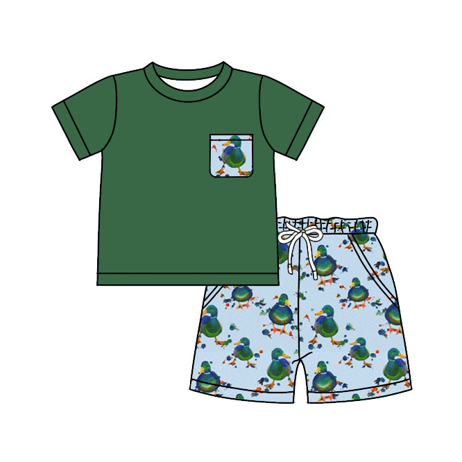 boys green ducks short sleeve shorts suit