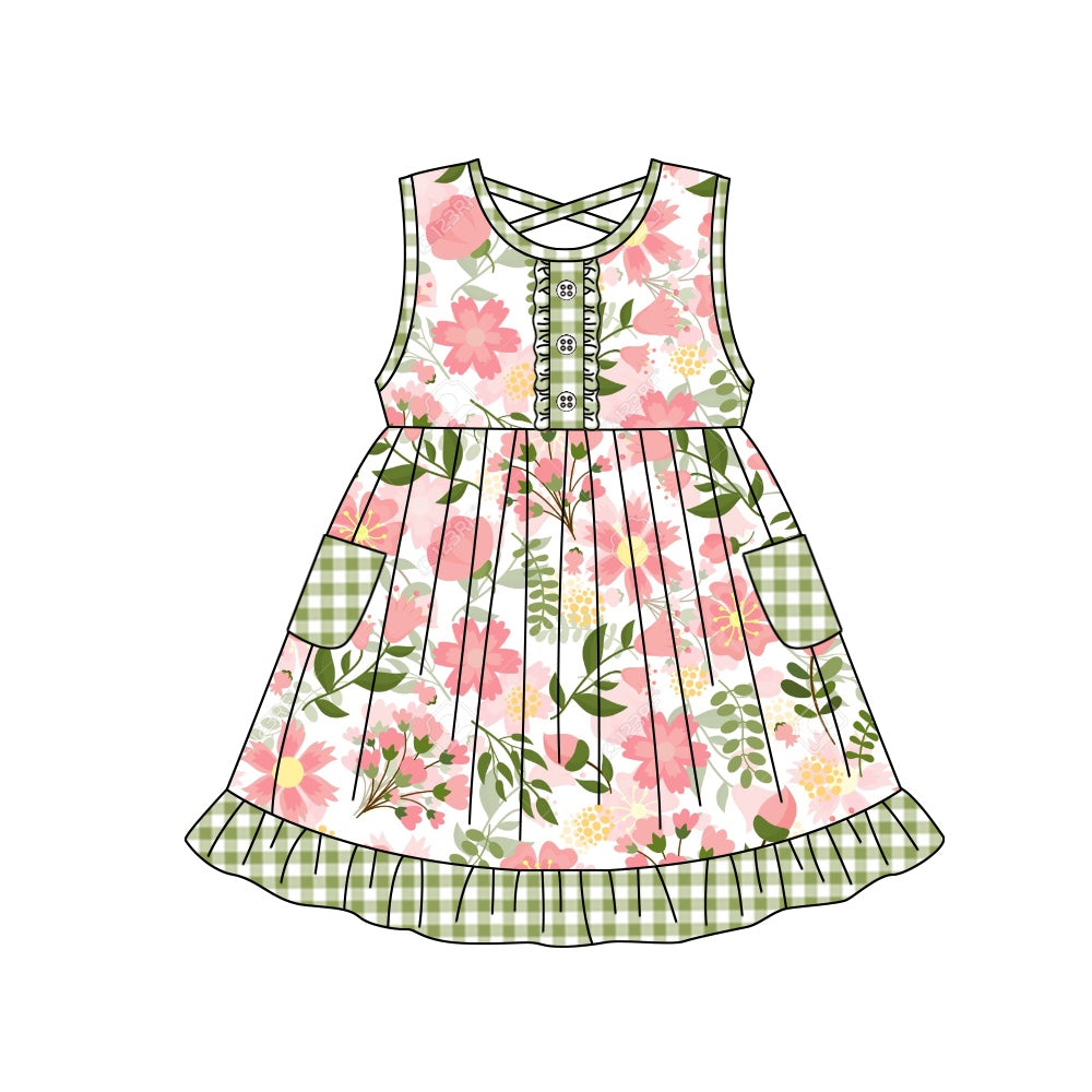 GSD1006 toddler girls clothes flower sleeveless dress