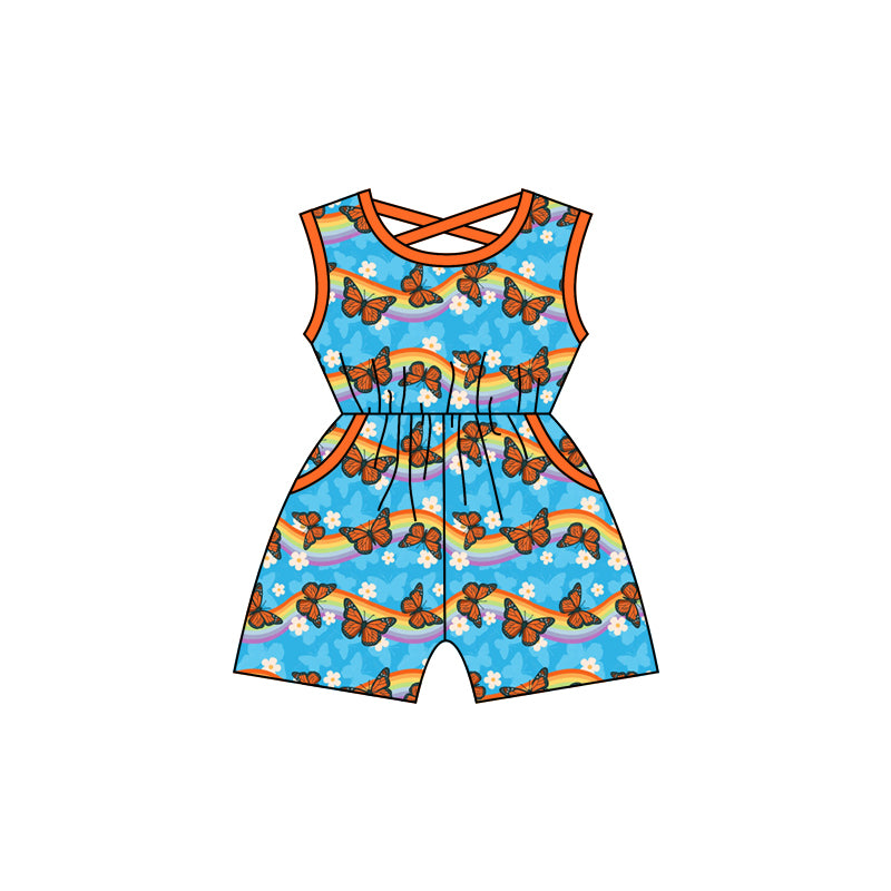 Girls Summer rainbow butterfly jumpsuit