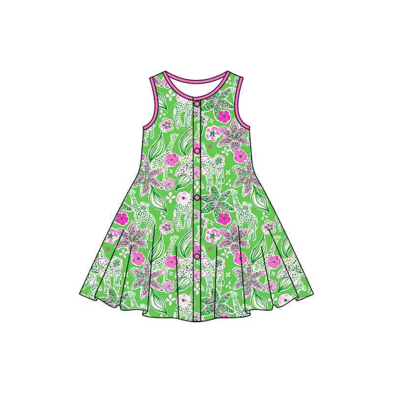 toddler girl clothes flower green sleeveless dress