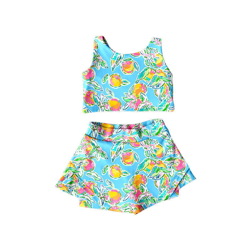 sleeveless flower shorts summer suit