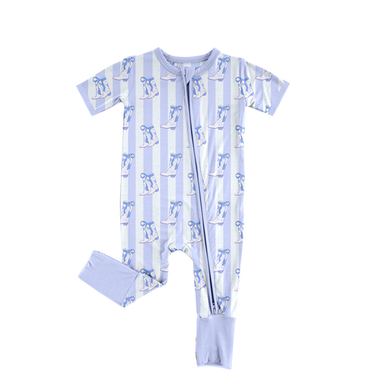 baby clothes boots light blue short sleeve summer romper