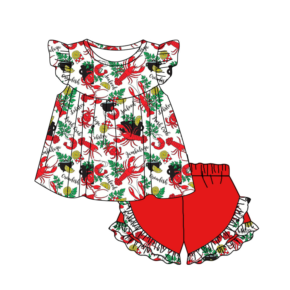 baby girls clothes crayfish fly sleeve shorts summer outfit