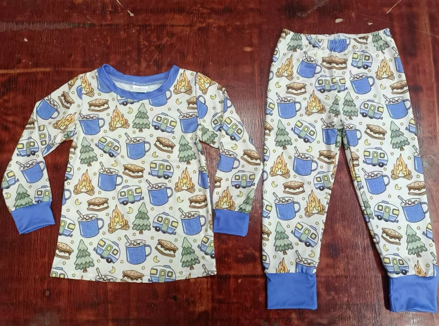 Custom moq 3 eta 6-7weeks Bonfire-Teacup-Christmas Tree Blue Long Sleeve Suit